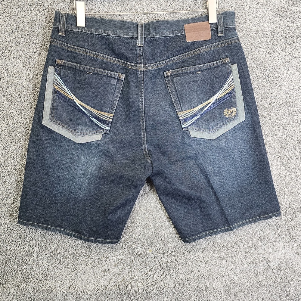 Phat Farm Shorts Mens 38X11 Blue Denim Jorts Y2K Urban Skate Loose Baggy Hip Hop